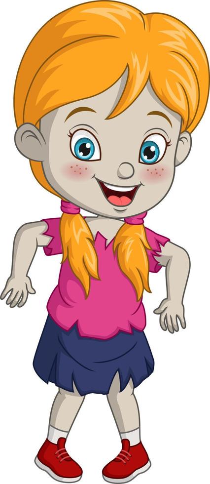 Cartoon kleines Mädchen Zombie auf weißem Hintergrund vektor