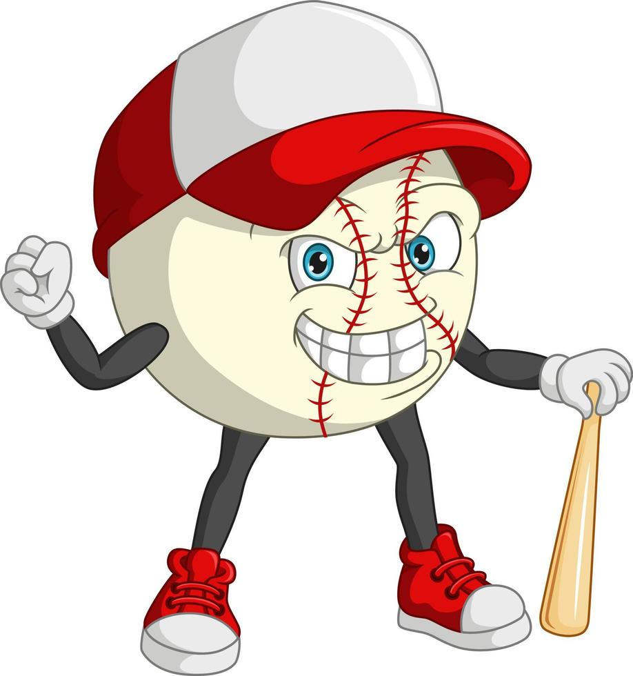 Cartoon-Baseball-Maskottchen mit einem Schläger vektor