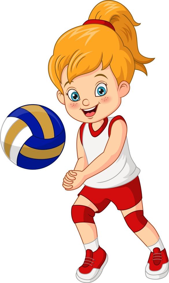 Cartoon süßes Mädchen Volleyballspieler vektor