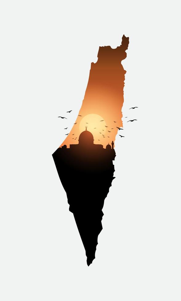 siluett karta land palestina. vektor illustration