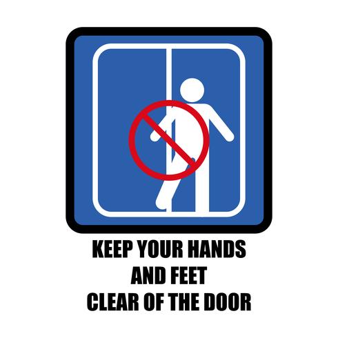 Halten Sie Ihre Hände und Füße von der Tür getrennt auf weißem Hintergrund vektor