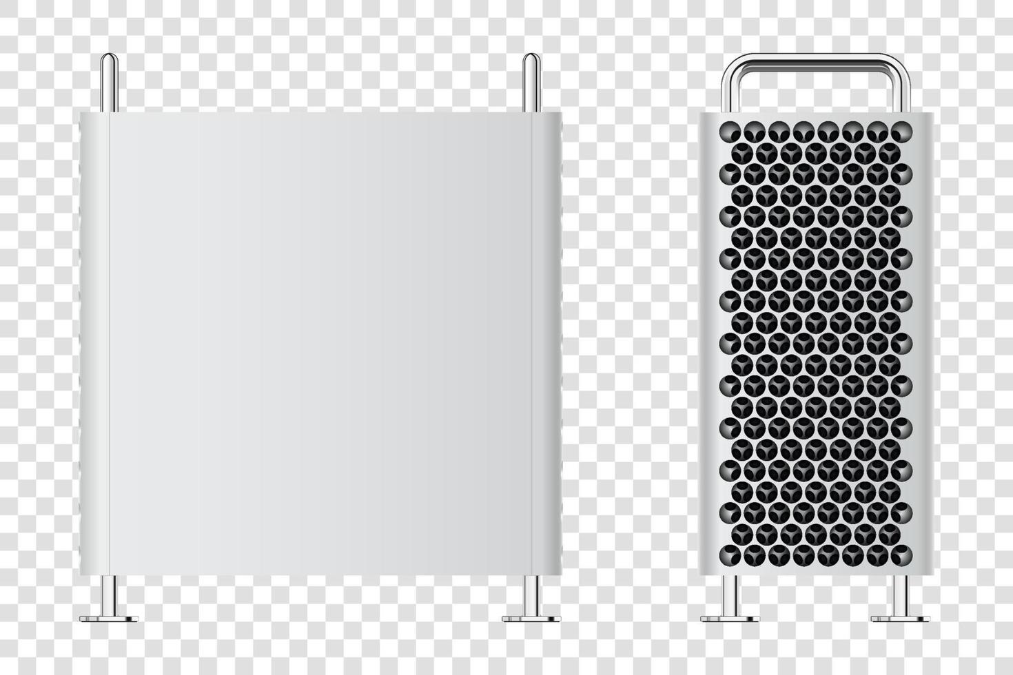 Computergehäuse Vorder- und Seitenansicht. PC-Hardware. Komponenten für Personalcomputer. eps10. Vektor-Illustration vektor