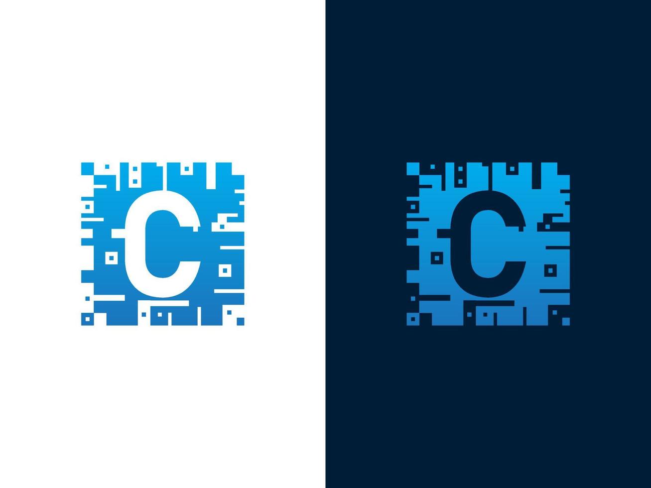 första bokstaven c och chipkort vektor logotypdesign