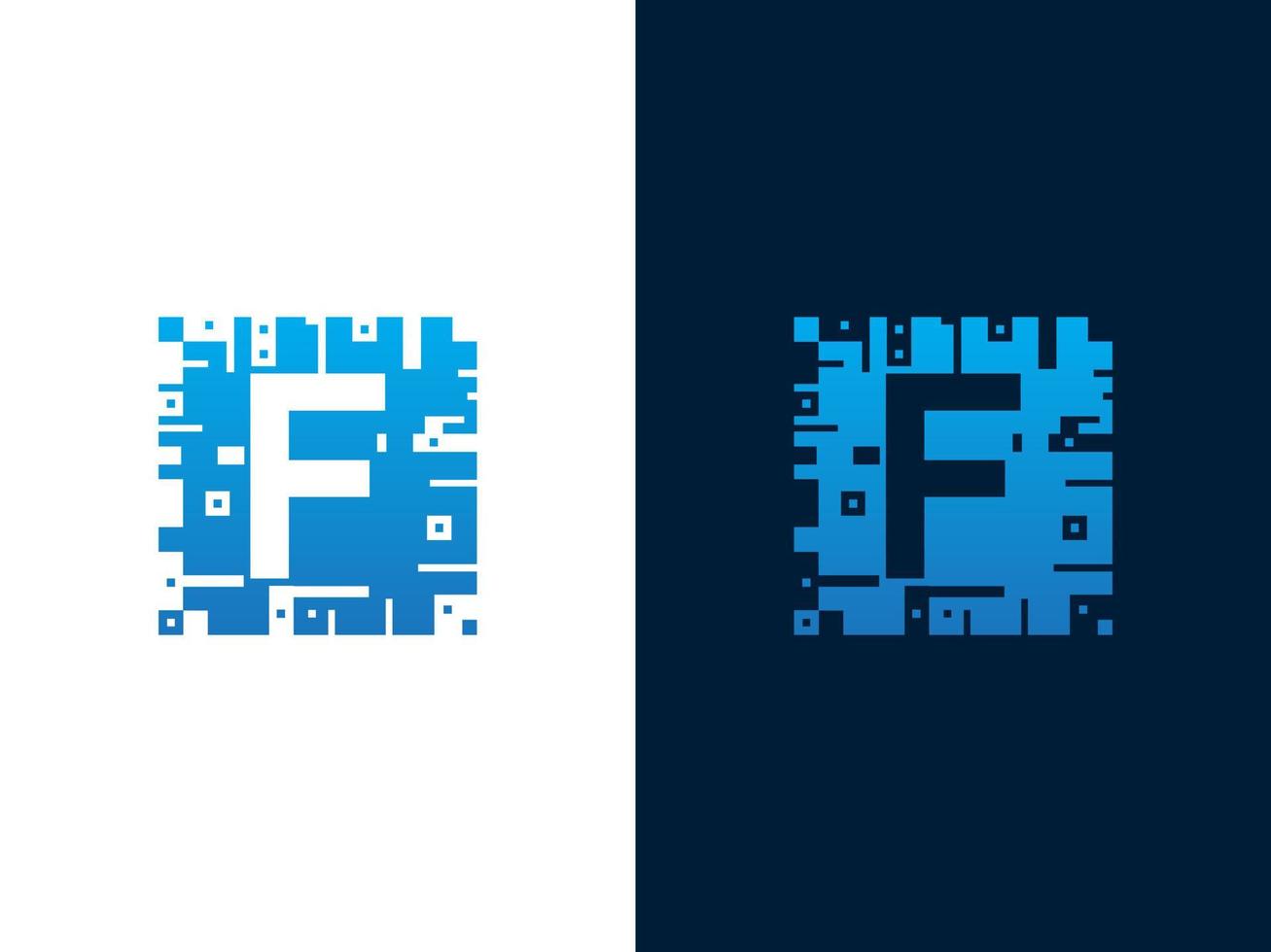 första bokstaven f och chipkort vektor logotypdesign
