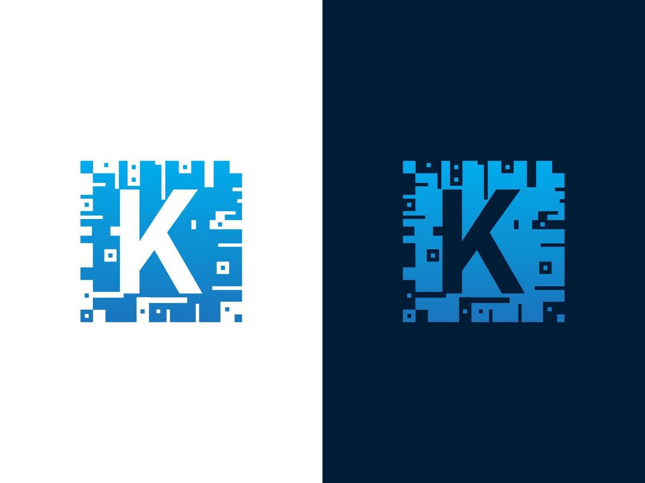 Anfangsbuchstabe k und Chipkartenvektor-Logo-Design vektor