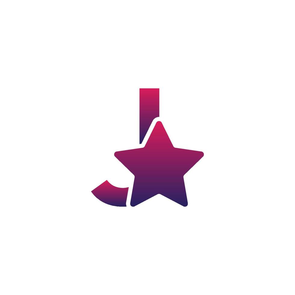 Vektor j Anfangsbuchstabe Logo-Design mit Stern