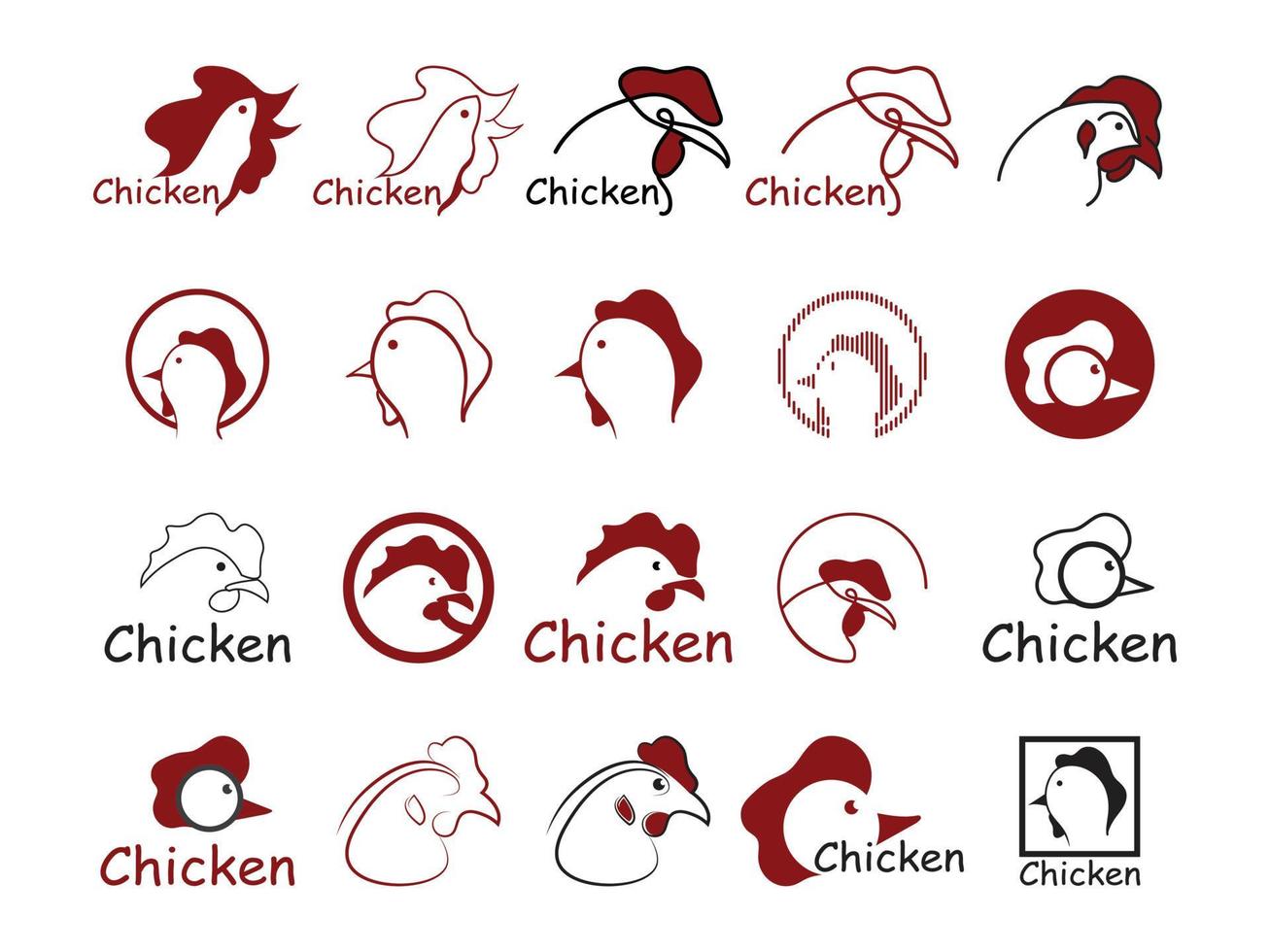 Premium-Bündel Vektor-Huhn, Hahn, Hühnerfarm, Fastfood, Logo-Design-Vorlage vektor