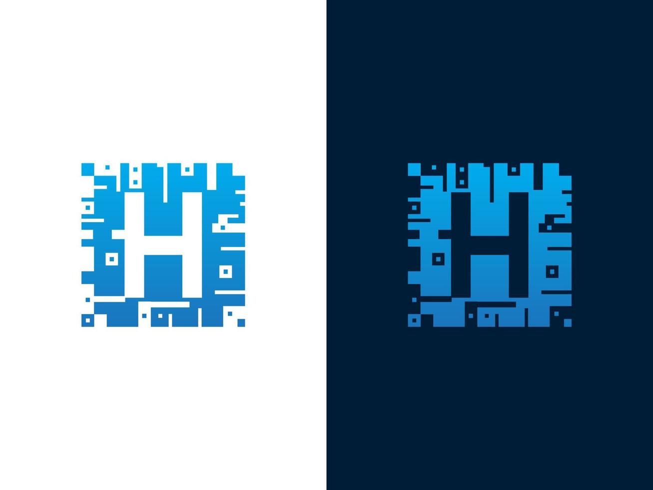 inledande bokstaven h och chipkort vektor logotypdesign