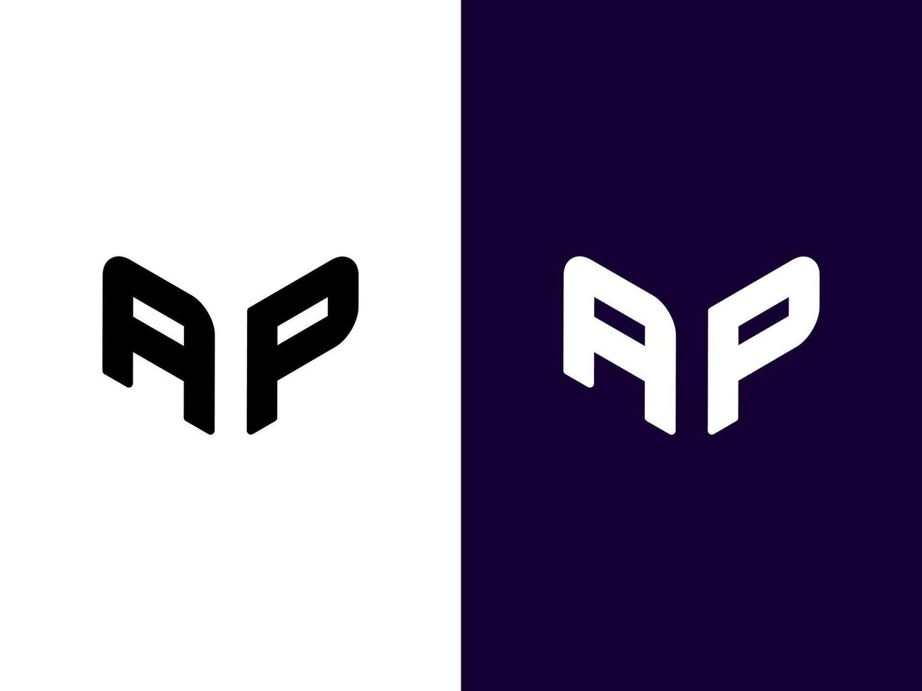 initial bokstav ap minimalistisk och modern 3d-logotypdesign vektor