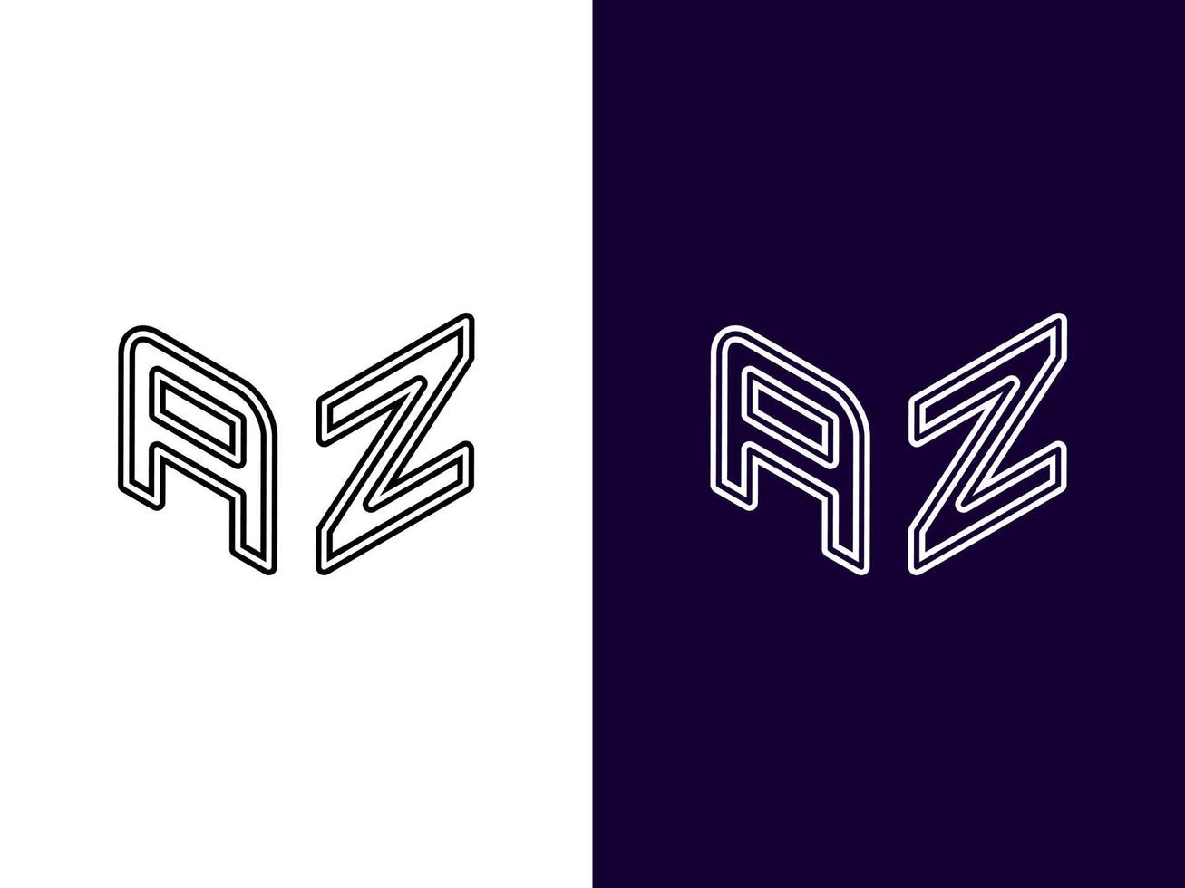 initial bokstav az minimalistisk och modern 3d-logotypdesign vektor