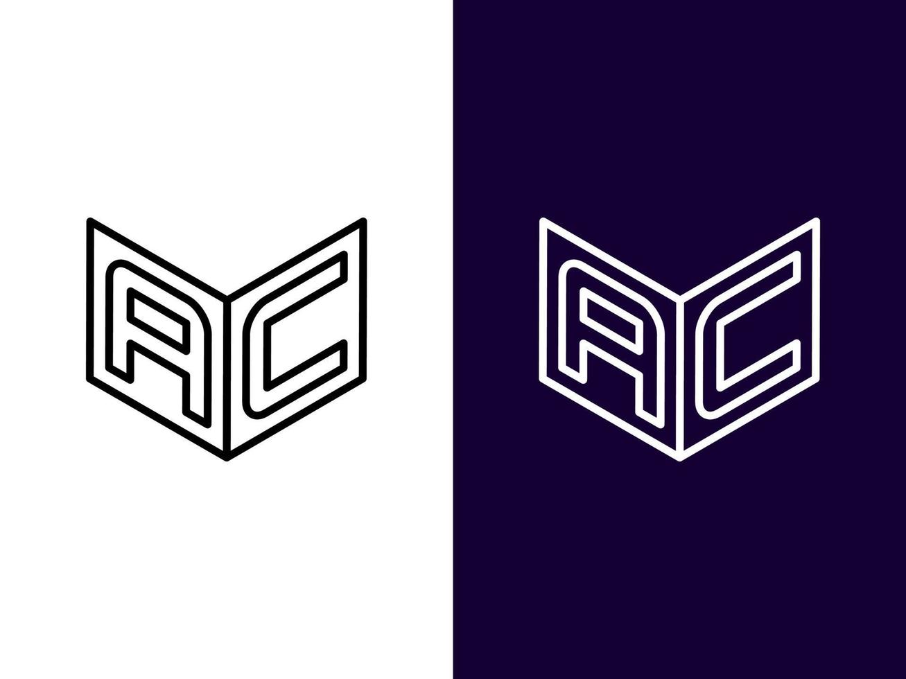 Anfangsbuchstabe ac minimalistisches modernes 3D-Logo-Design vektor