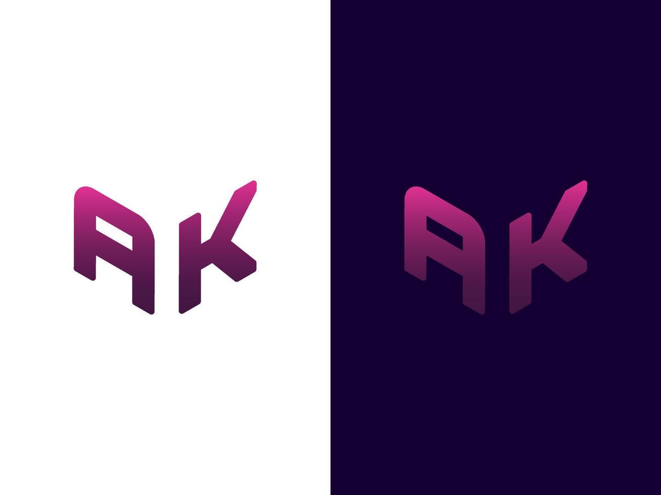 initialbokstav ak minimalistisk och modern 3d-logotypdesign vektor