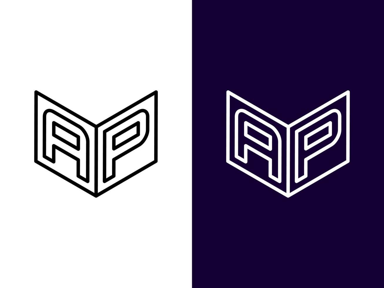 initial bokstav ap minimalistisk och modern 3d-logotypdesign vektor