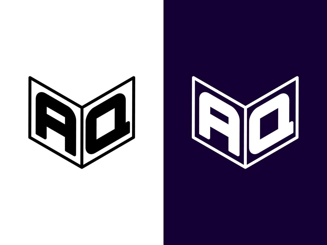 initial bokstav aq minimalistisk och modern 3d-logotypdesign vektor