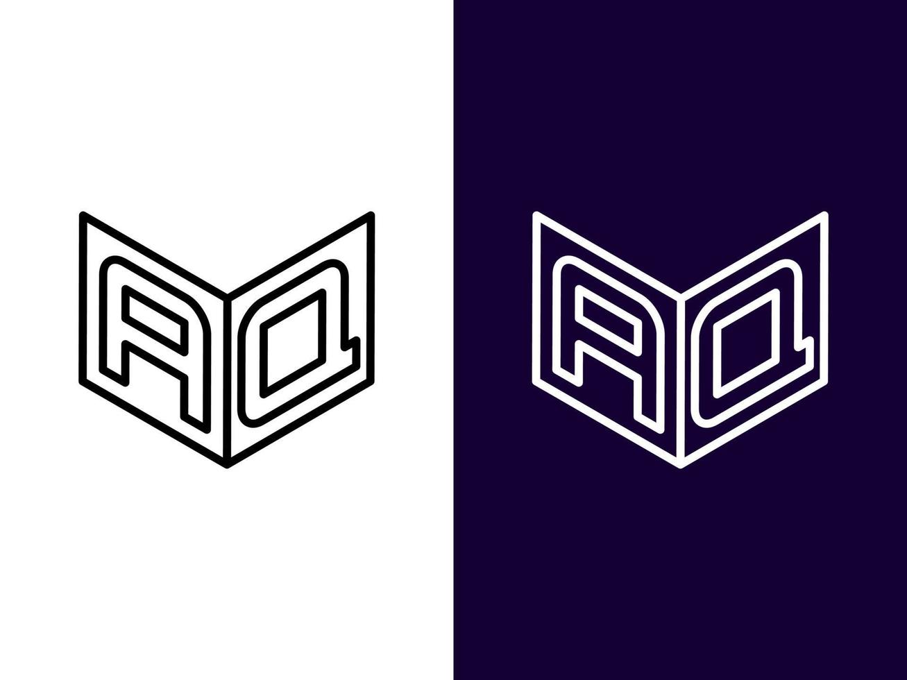 initial bokstav aq minimalistisk och modern 3d-logotypdesign vektor