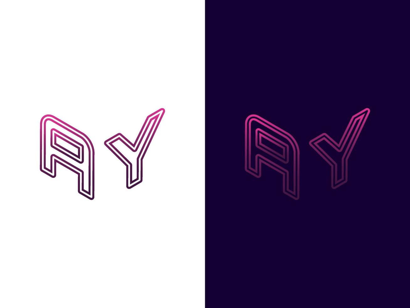 initial bokstav ay minimalistisk och modern 3d-logotypdesign vektor