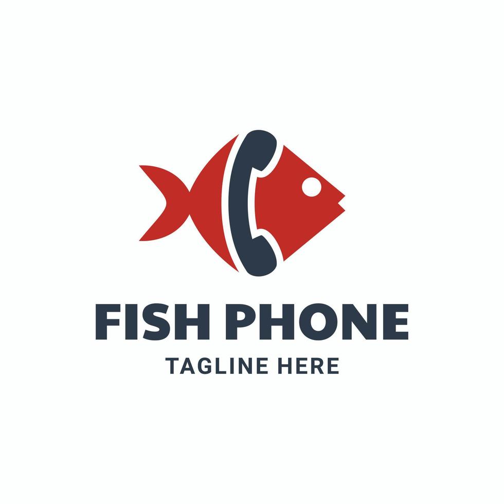 vektor logo design kombination av telefon och fisk