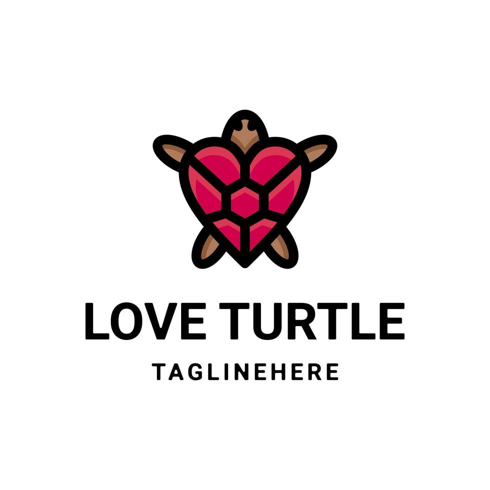 enkel maskot vektor logotyp design av dubbel betydelse kombination kärlek och sköldpadda