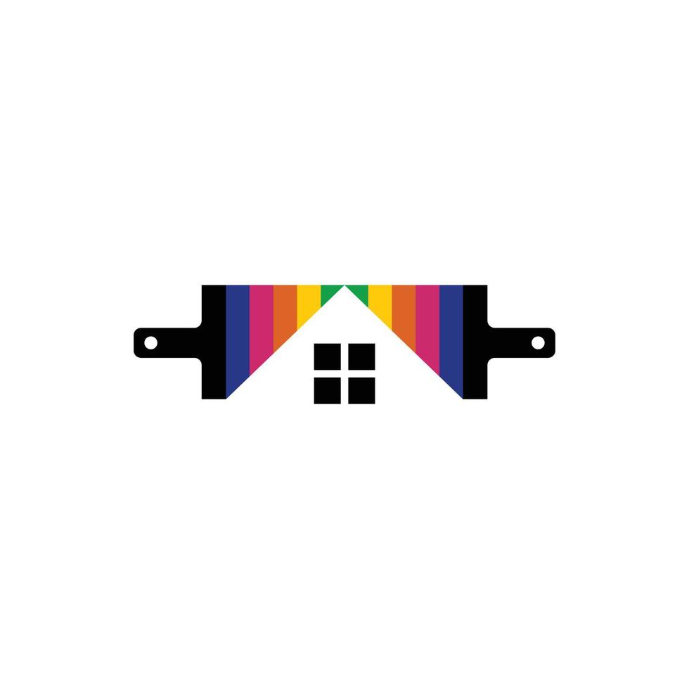 Kombination Pinsel und Zuhause mit einem minimalistischen flachen Stil. Logo-Designs, die nach Belieben bearbeitet werden können vektor
