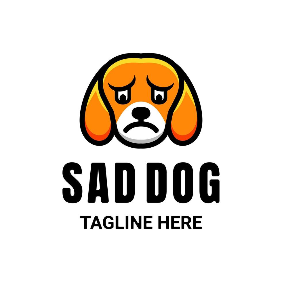 einfaches Vektor-Maskottchen-Logo-Design trauriger Hund für, Symbol, T-Shirts oder wie Sie es wünschen vektor
