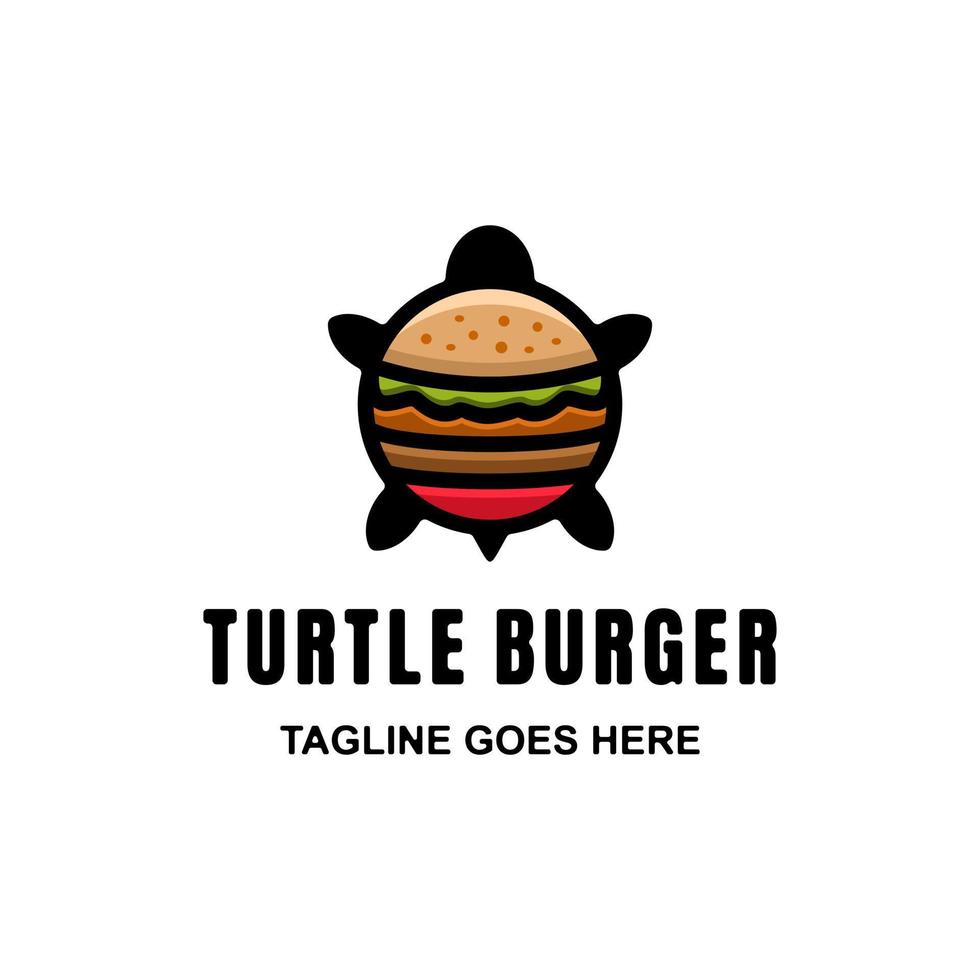 einfaches Maskottchen-Vektor-Logo-Design der Kombination aus Schildkröte und Burger mit doppelter Bedeutung vektor