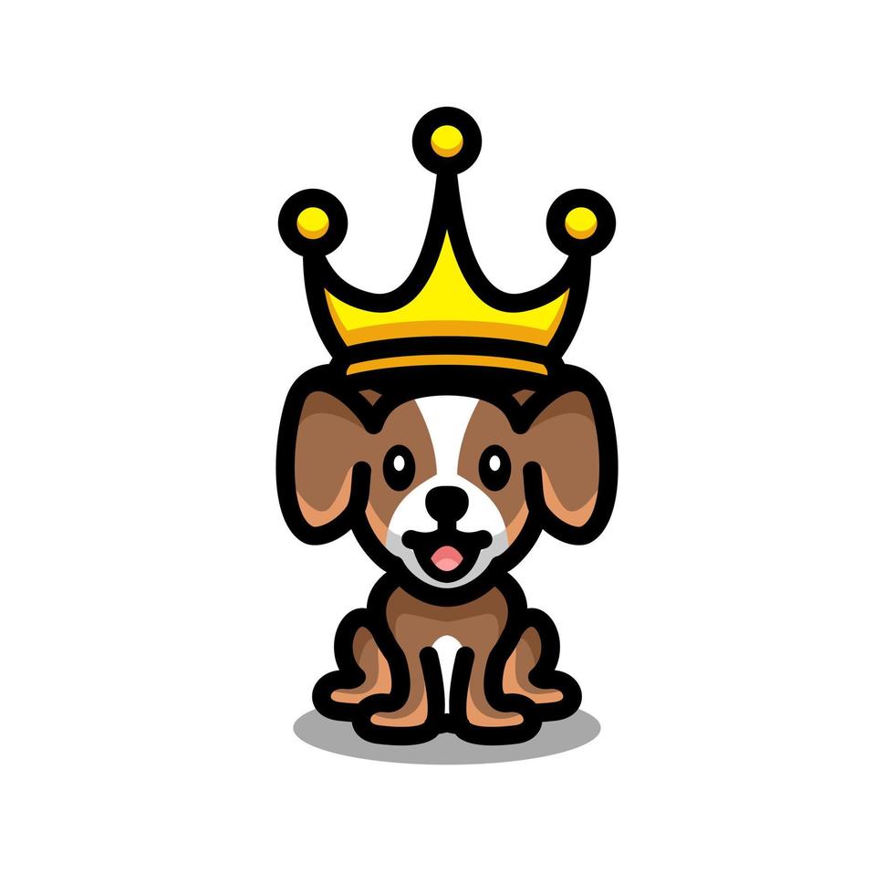 einfaches Maskottchen-Vektor-Logo-Design Hundekinder mit Königskrone vektor