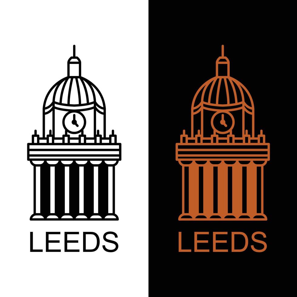 Vektordesign Leeds Line Art Style in Farbe Schwarz und Weiß vektor