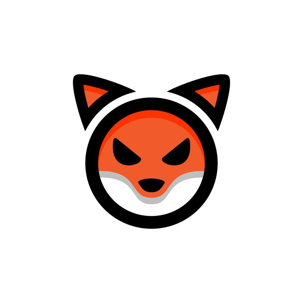 einfaches Maskottchen Charakter Vektor Logo Design Gesicht Fuchs abgerundet