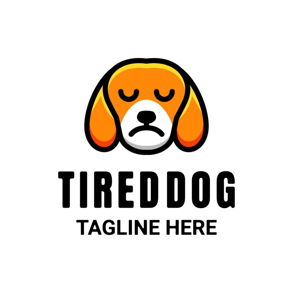 einfaches Vektor-Maskottchen-Logo-Design müder Hund für, Symbol, T-Shirts oder wie Sie es wünschen vektor