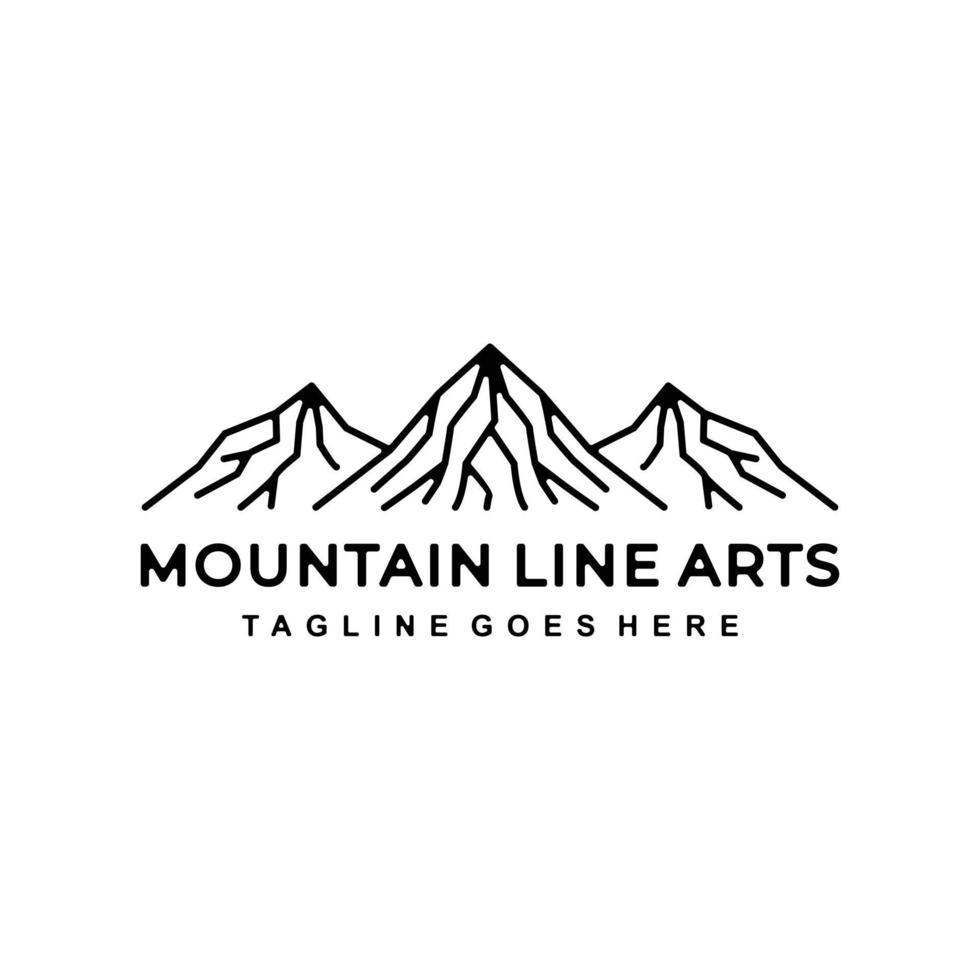 logotyp design vektor landskap berg med linjekonst stil. kan användas som du vill