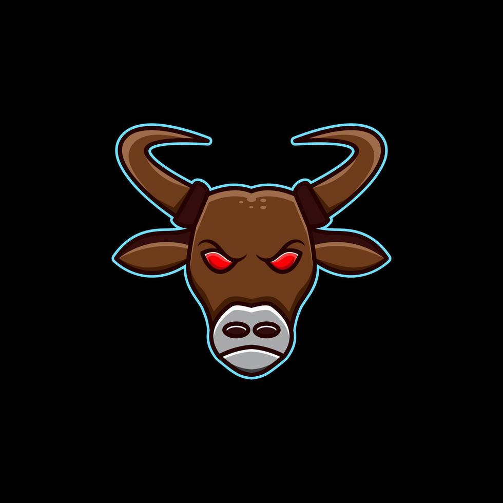Gesicht Kuh im Hintergrund schwarz, Cartoon-Vektor-Logo-Design editierbar vektor