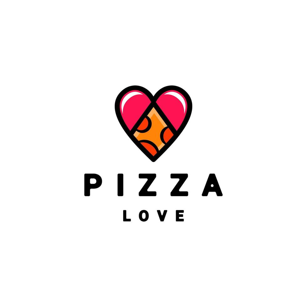 Kombination Liebessymbol und Pizza im Hintergrund weiß, Vektor-Logo-Design editierbar vektor