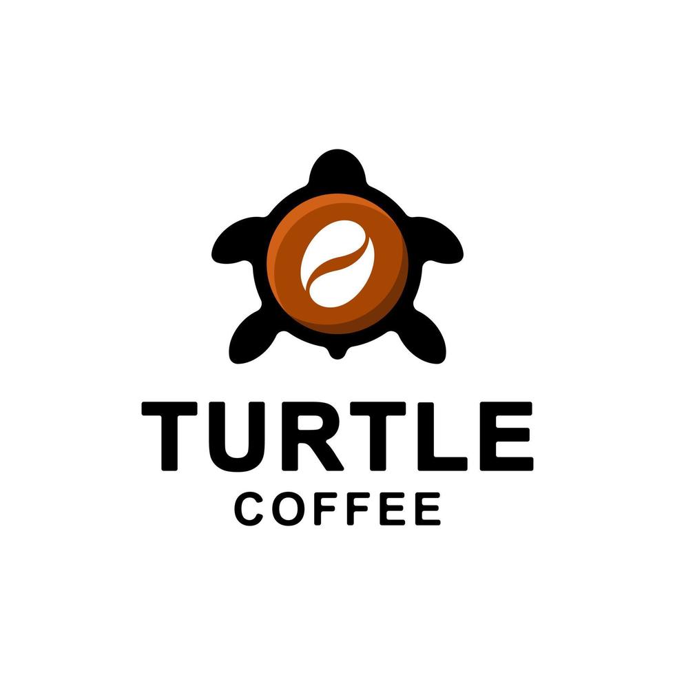 einfaches Maskottchen-Vektor-Logo-Design der Kombination aus Schildkröte und Kaffee mit doppelter Bedeutung vektor