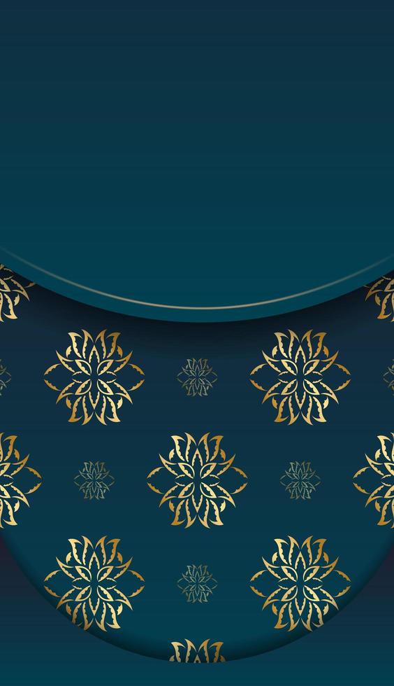 Hintergrund mit blauer Farbverlaufsfarbe mit Mandala-Goldmuster für das Design unter Ihrem Text vektor