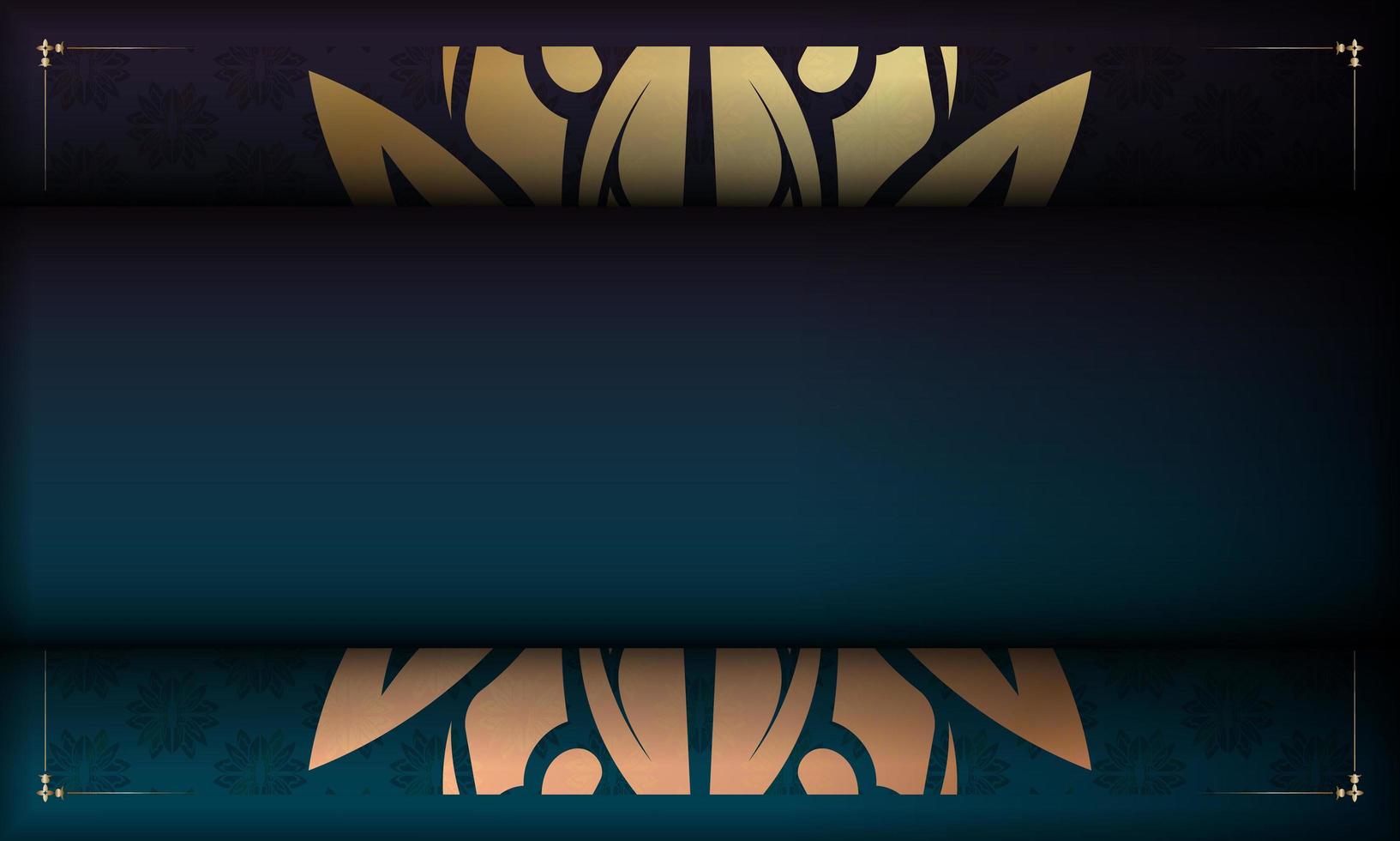 gradient blå bakgrund med vintage guldmönster och utrymme för din logotyp eller text vektor