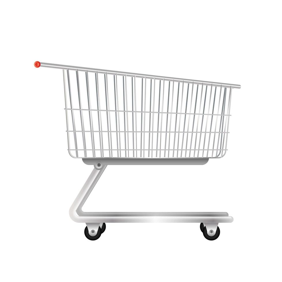 metallvagn från snabbköpet. vagn för shopping i butiken. isolerat. vektor. vektor