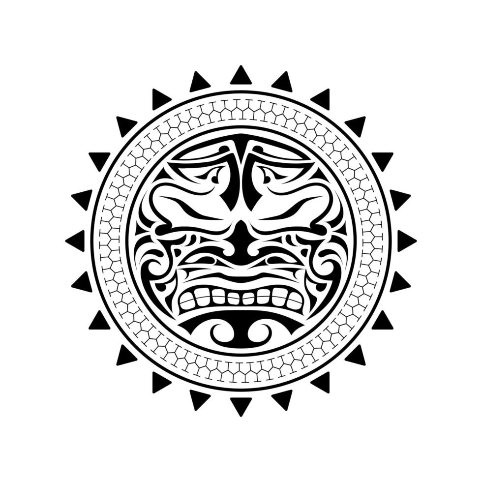 polynesisk tatuering design mask. skrämmande masker i den polynesiska infödda prydnaden. isolerade vektor illustration
