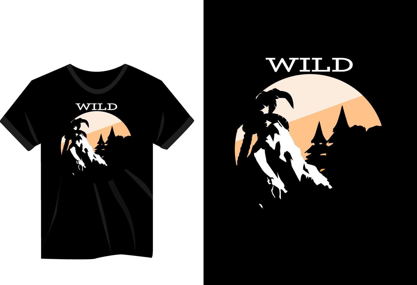 vild skog berg retro t-shirt design vektor