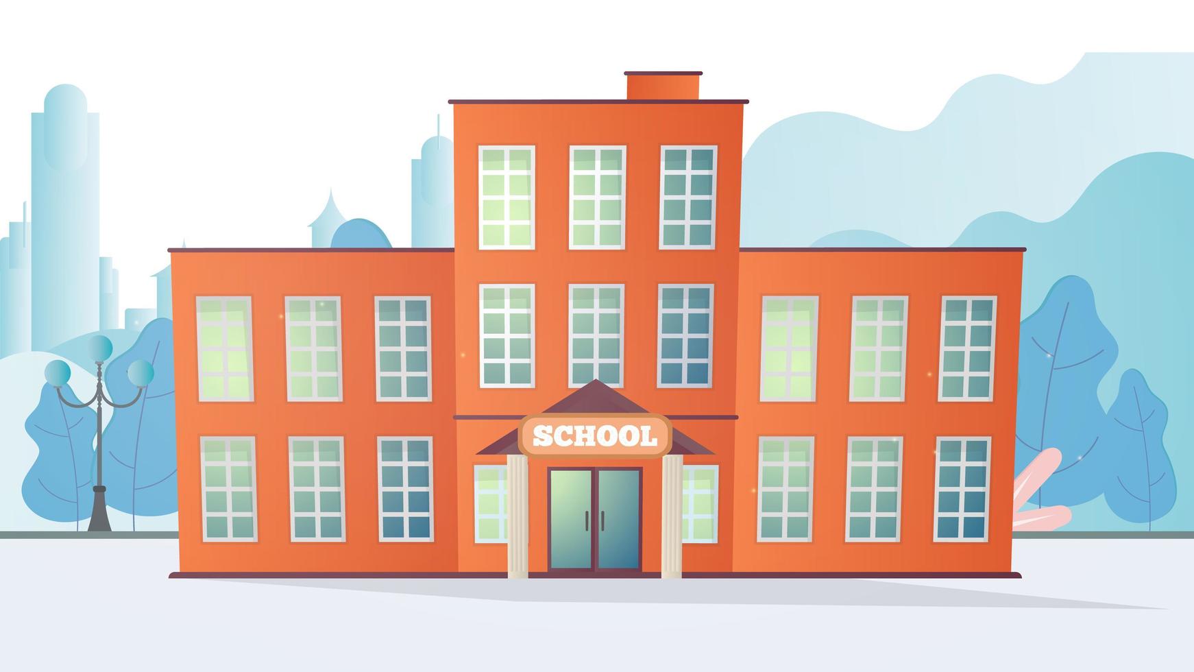Vektor-Illustration eines Schulgebäudes. Schule im flachen Stil. vektor