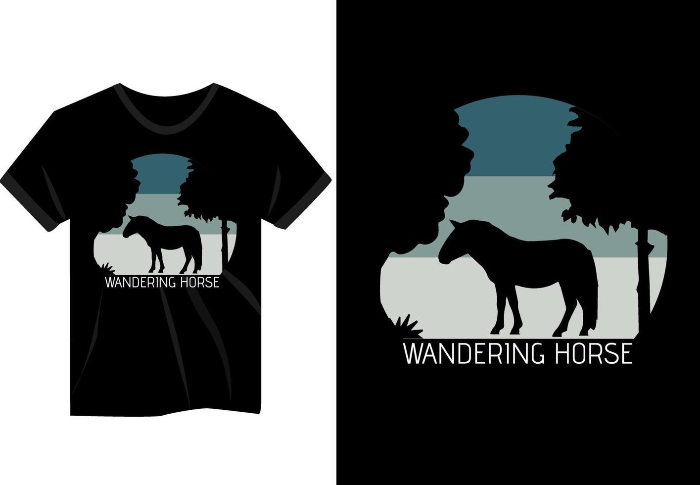 vandrande häst vintage t-shirt design vektor