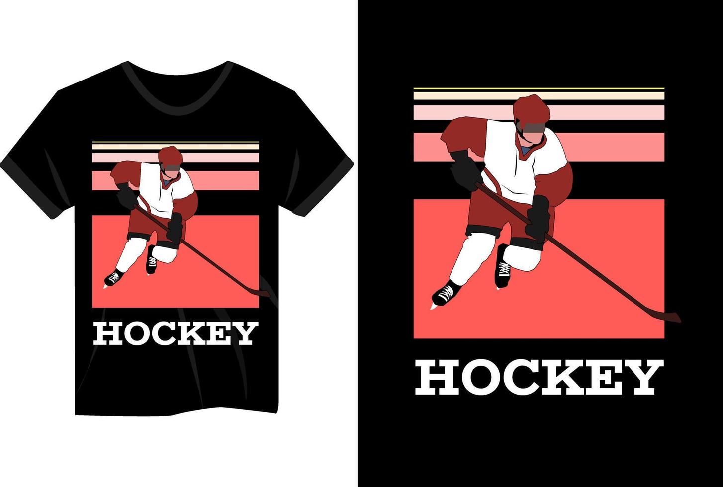 Hockeyspieler Retro-Vintage-T-Shirt-Design vektor