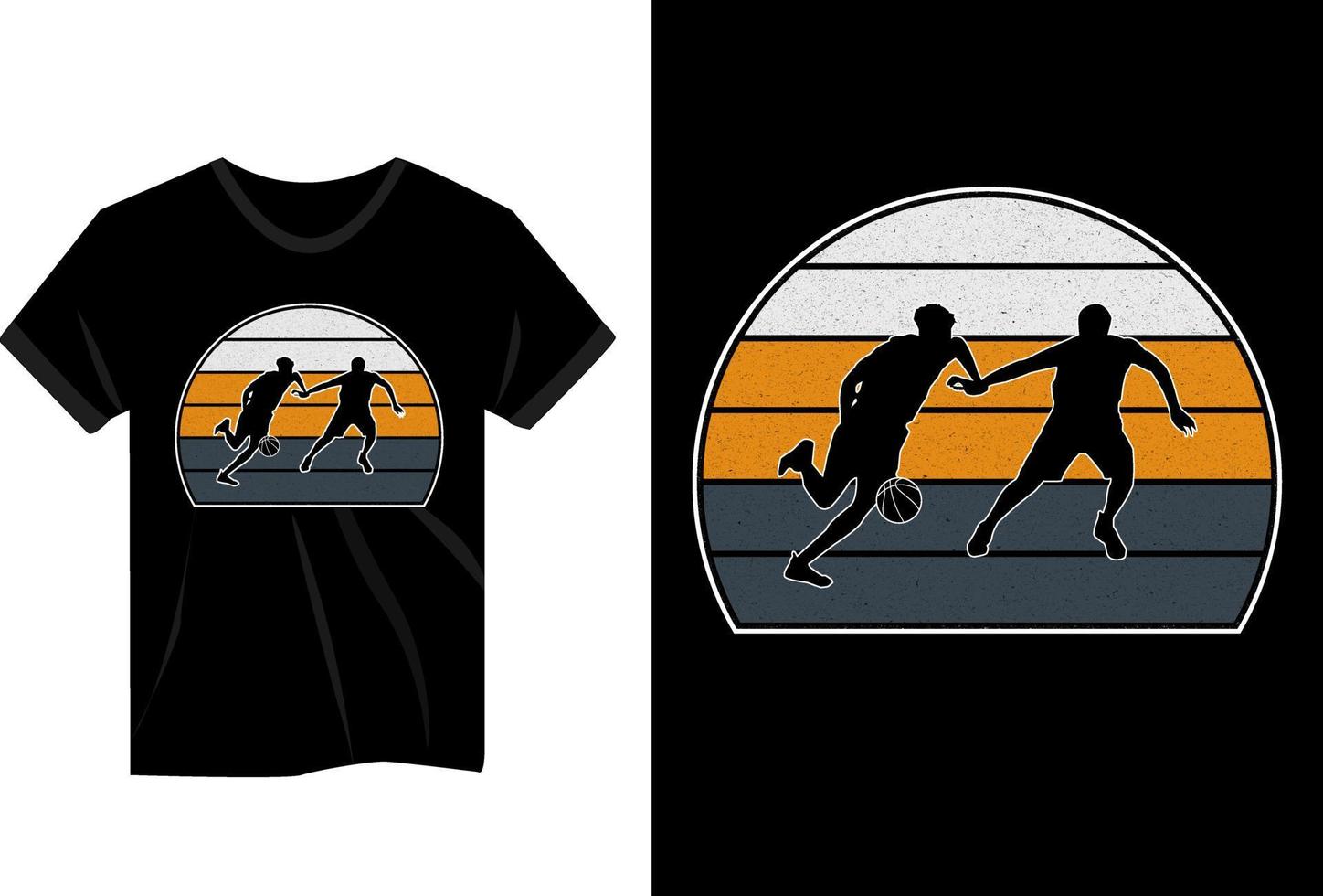 två basketspelare agerar vintage t-shirt design vektor