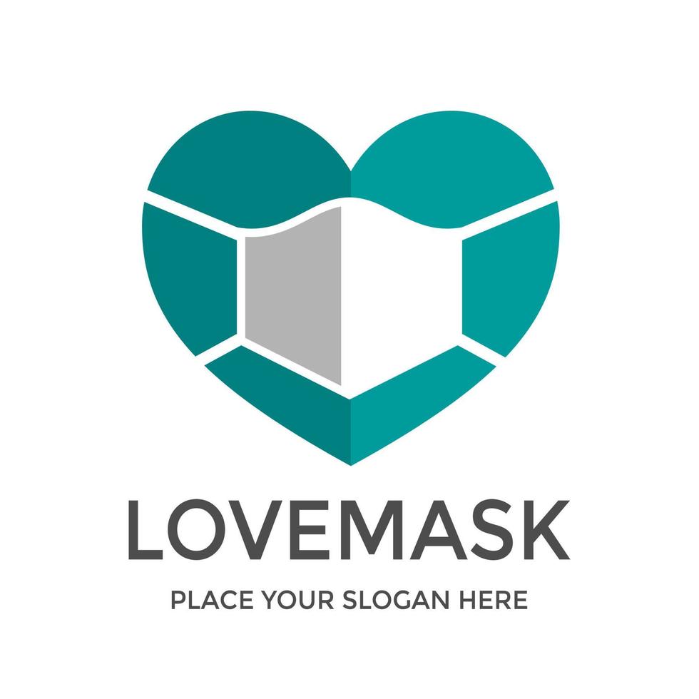 kärlek mask vektor logotyp mall. denna designanvändningsskyddssymbol. lämplig för medicinsk.