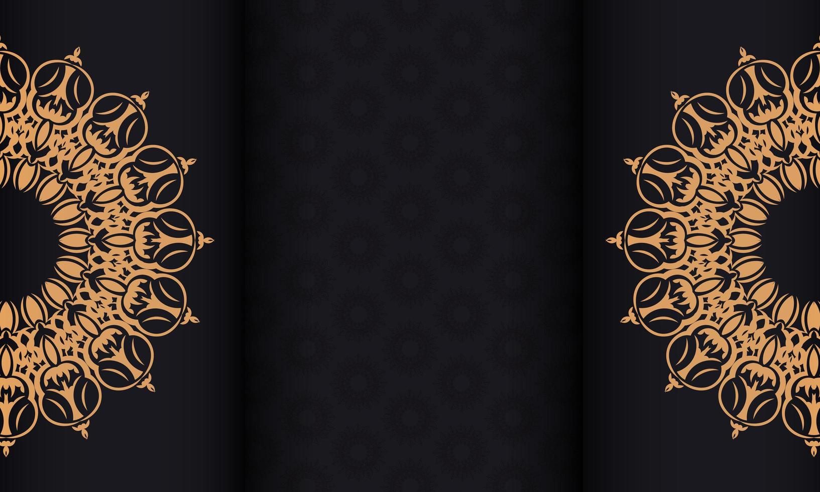 schwarzes Banner mit luxuriösen Ornamenten und Platz unter dem Text. Druckfertiges Einladungsdesign mit Vintage-Mustern. vektor