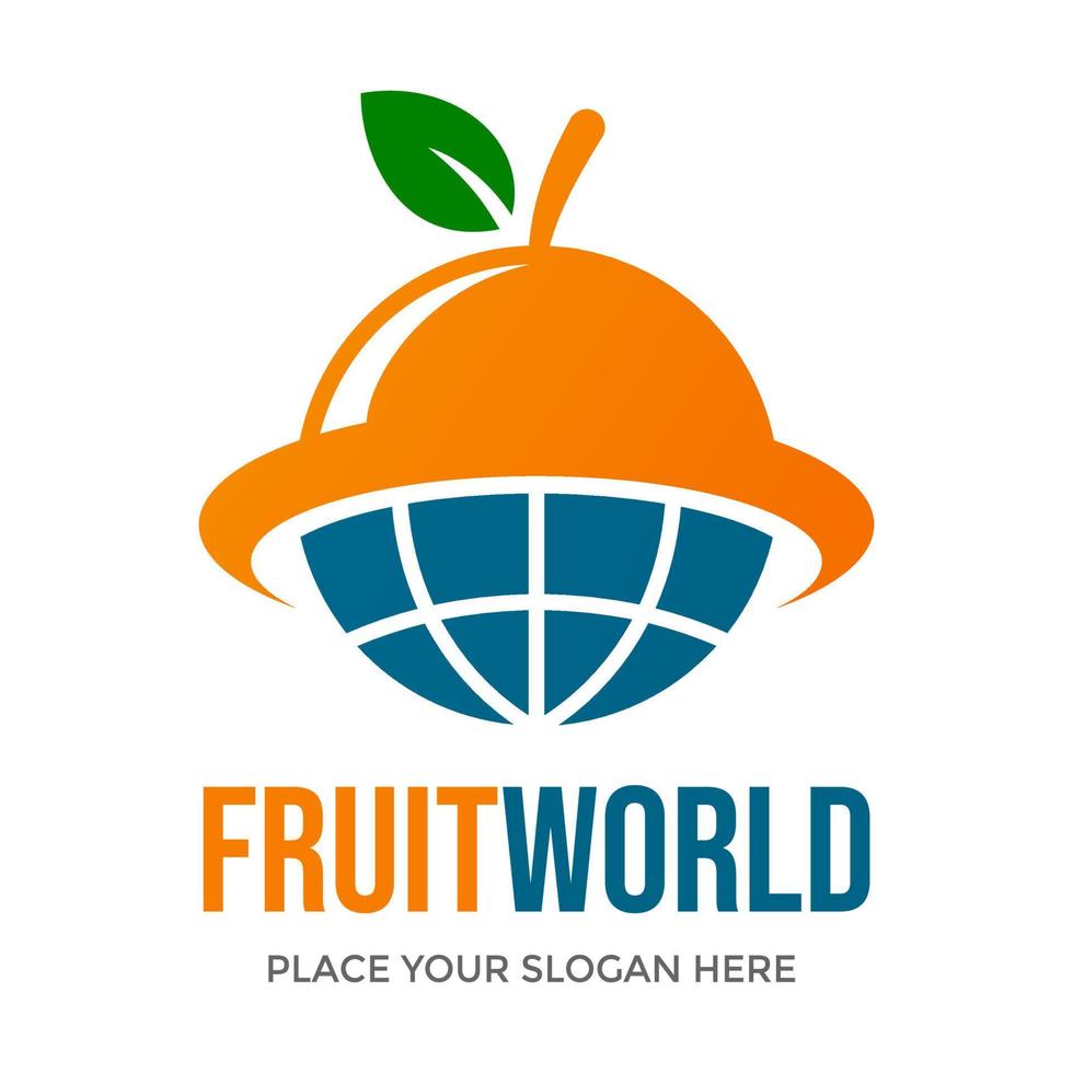 Obstwelt Vektor-Logo-Vorlage. Dieses Design verwendet das Globussymbol. geeignet für Lebensmittelgeschäfte. vektor