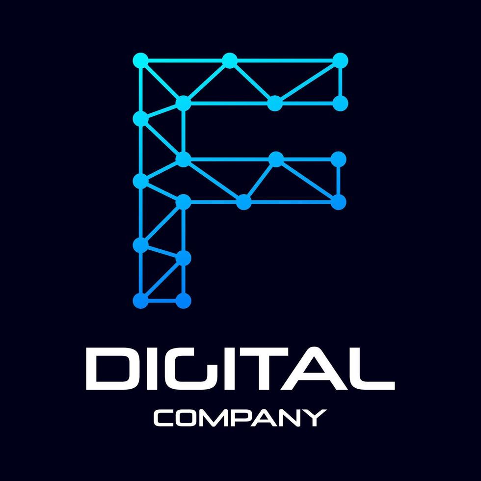 digitale buchstabe f-vektorlogoschablone. Dieses Design verwendet Technologie und ein Punktsymbol. geeignet für Identitätsmarke. vektor