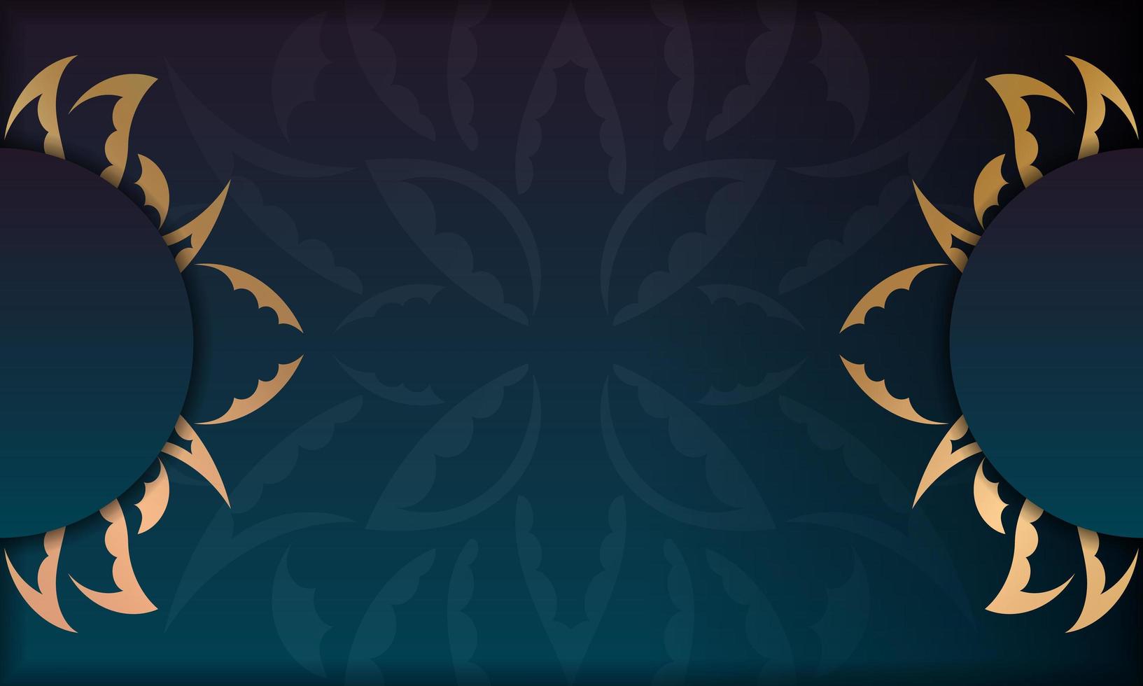 Hintergrund mit blauer Farbverlaufsfarbe mit griechischem Goldmuster für das Design unter dem Text vektor