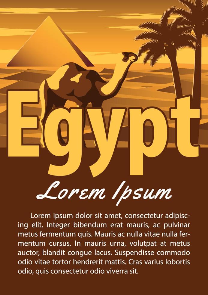 egypten landmärke broschyr i typografi vintage färg design, reklam konstverk vektor