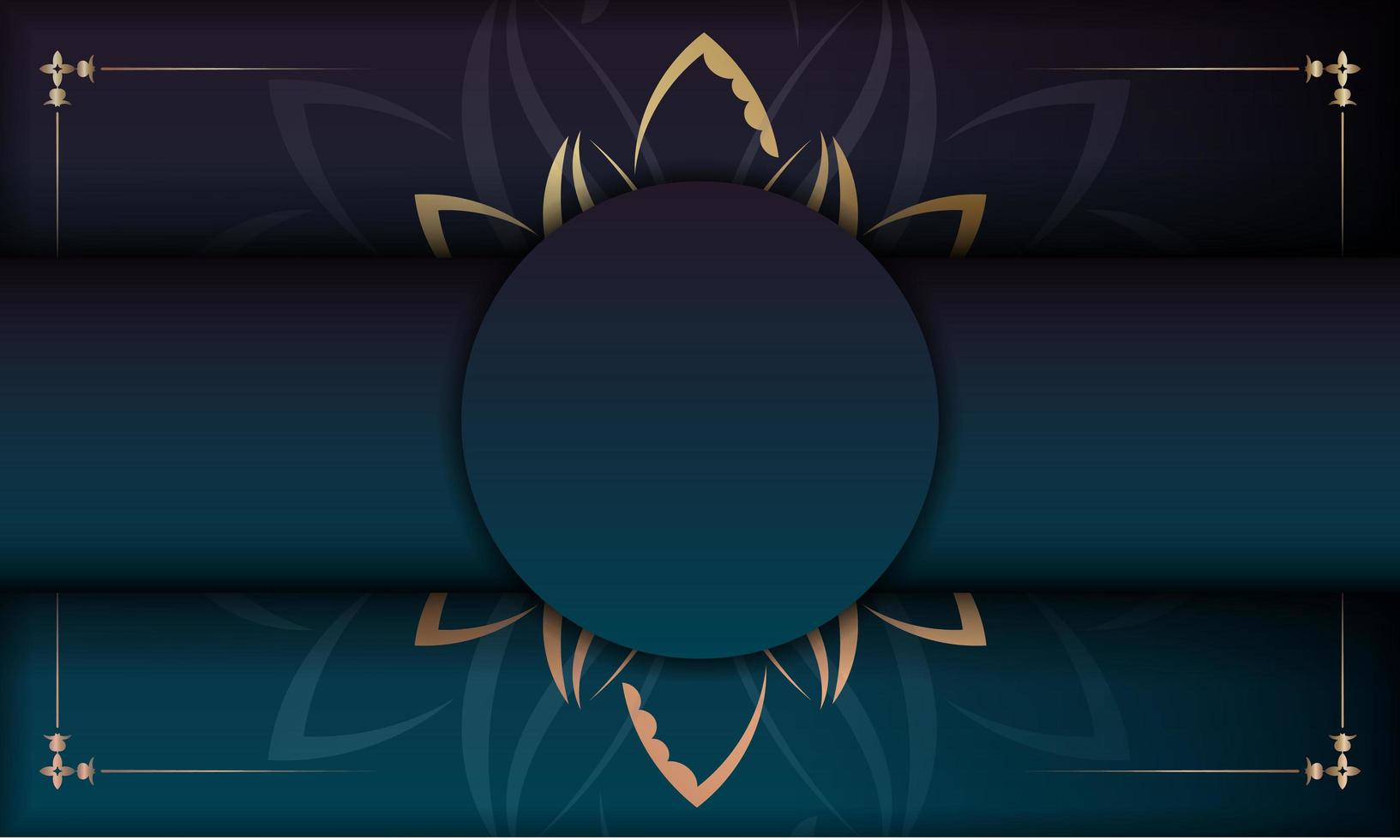 blauer Hintergrund mit Farbverlauf mit griechischem Goldmuster und Platz für Ihr Logo vektor