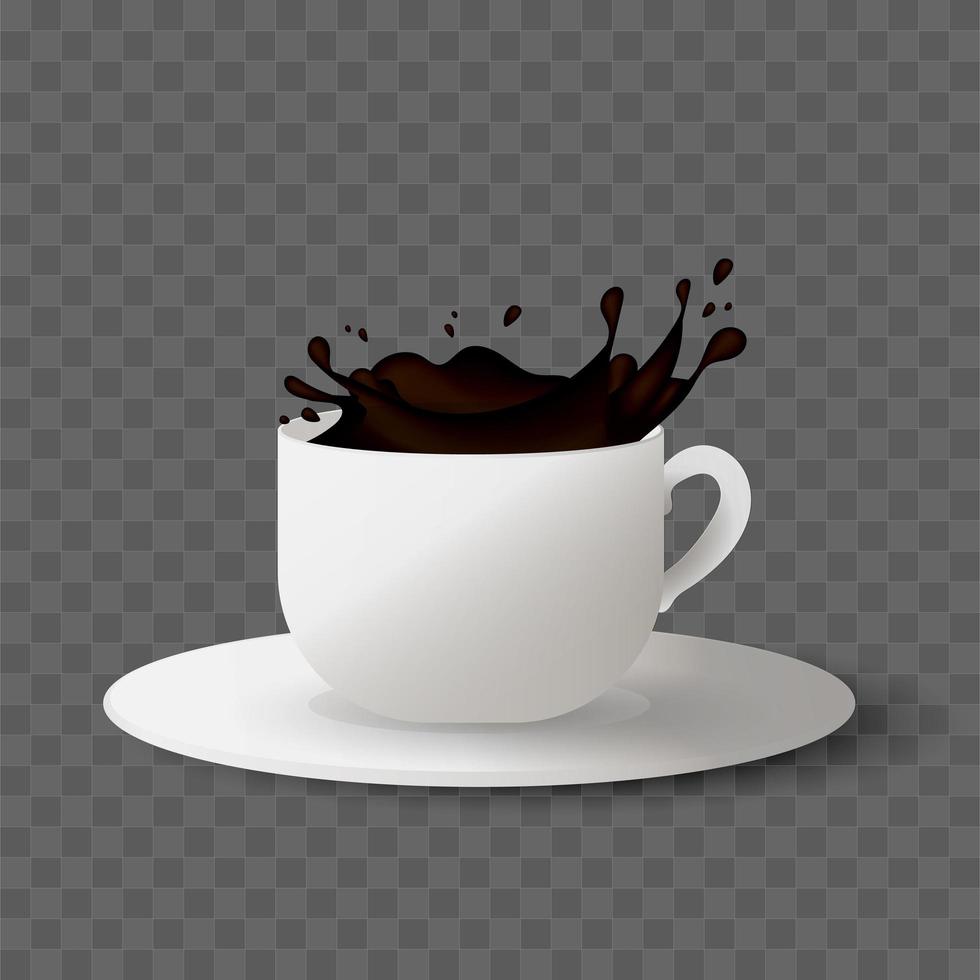 realistische Tasse mit Kaffeespritzern. Vektor-Illustration. vektor